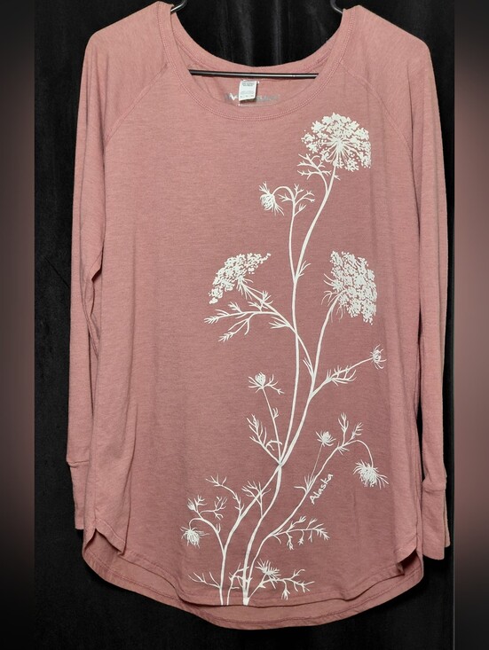 Marushka Tops - Marushka Dusty Rose Long-Sleeve Tee with White Floral Graphic